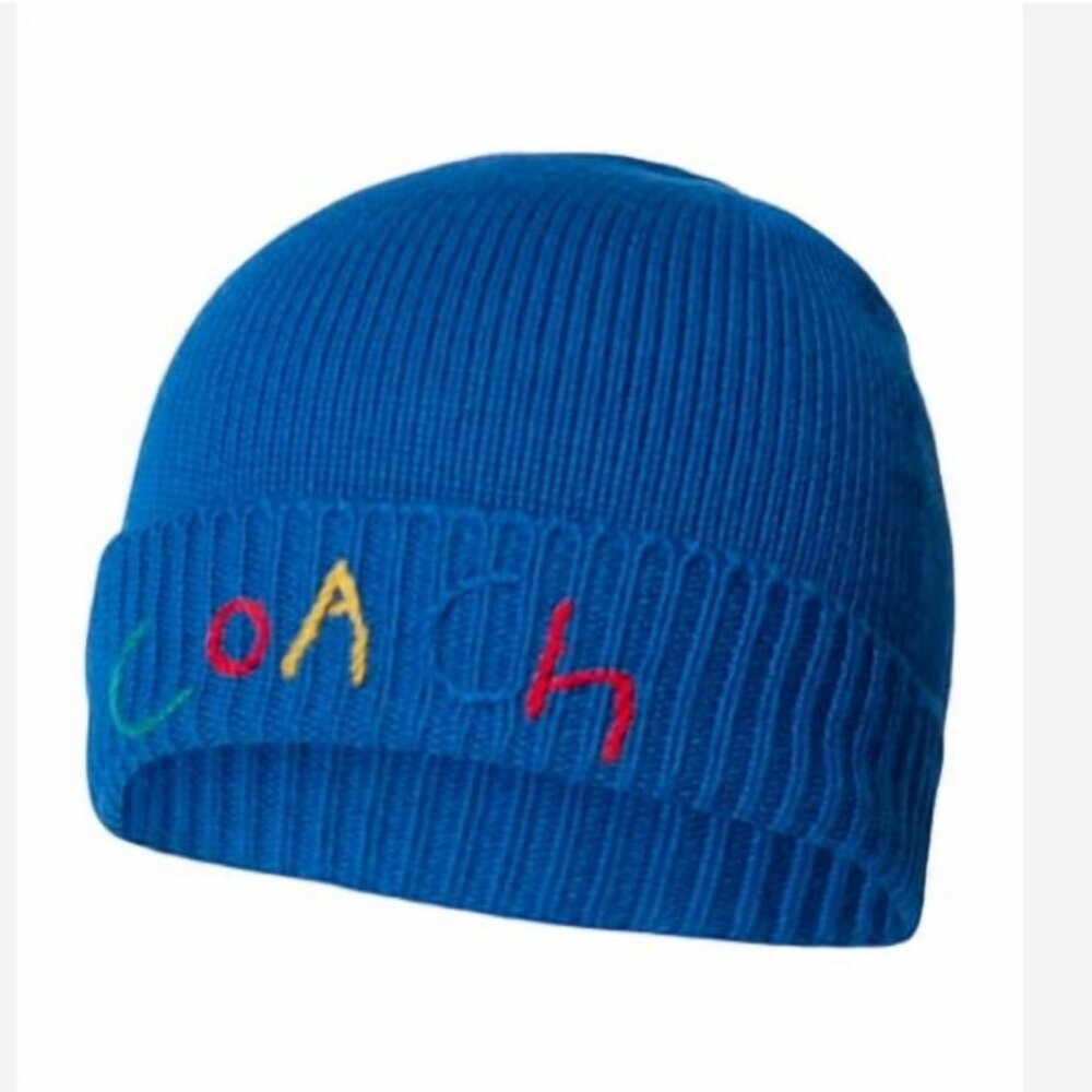 Coach embroidered logo merino wool women's beanie hat